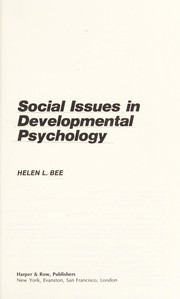 Cover of: Social issues in developmental psychology