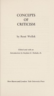 Cover of: Concepts of criticism by René Wellek