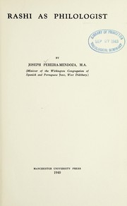Rashi as philologist by Joseph Pereira-Mendoza