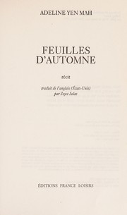 Cover of: Feuilles d'automne: recit