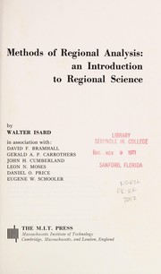Cover of: Methods of regional analysis: an introduction to regional science