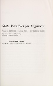 State variables for engineers by Paul M. DeRusso