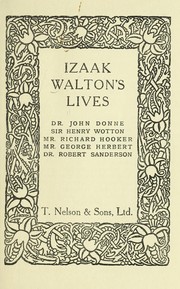 Izaak Walton's lives by Izaak Walton