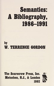 Cover of: Semantics: a bibliography, 1986-1991
