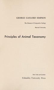 Cover of: Principles of animal taxonomy.