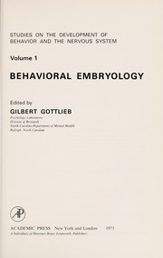 Cover of: Behavioral embryology.