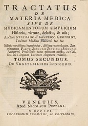 Cover of: Tractatus de materia medica, sive de medicamentorum simplicium historia, virtute, delectu & usu