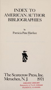 Cover of: Index to American author bibliographies.
