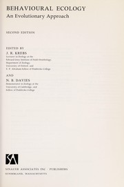 Behavioural ecology by J. R. Krebs, N. B. Davies