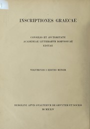 Cover of: Inscriptiones Graecae