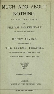 Cover of: Much Ado about Nothing by William Shakespeare, Lester Wallack , Henry Irving, Lyceum Theatre (London , England)