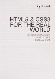 HTML5 and CSS3 for the Real World by Estelle Weyl, Alexis Goldstein, Louis Lazaris