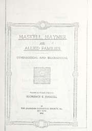 Cover of: Haskell, Haynor and allied families
