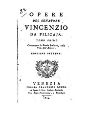 Cover of: Opere del senatore Vincenzio da Filicaja