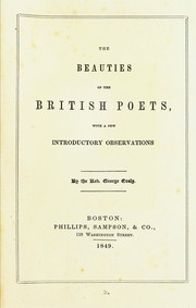 Cover of: The beauties of the British poets: with a few introductory observations