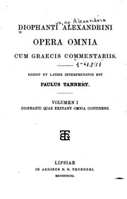 Cover of: Diophanti Alexandrini Opera omnia: cum graecis commentariis