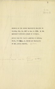 Cover of: Synopsis of the Brook's transcripts relating to Florida, February 19, 1627-January 9, 1809 in the Manuscript Division Library of Congress, copied from the Spanish Archives in Seville