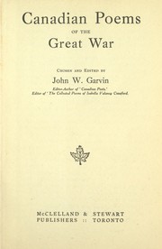 Cover of: Canadian poems of the great war by chosen and edited by John W. Garvin. --