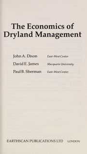Cover of: The economics of dryland management