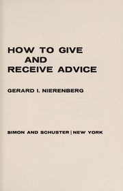 Cover of: How to give and receive advice