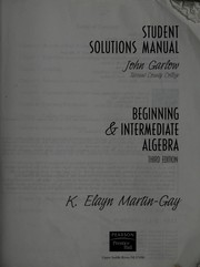 Cover of: Student solutions manual: beginning & intermediate algebra