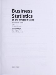 Cover of: Business Statistics of the United States, 2004 (Business Statistics of the United States)