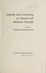 Cover of: Infinity and continuity in ancient and medieval thought by edited by Norman Kretzmann.