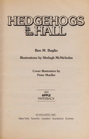 Cover of: Hedgehogs in the hall