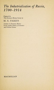 The industrialisation of Russia, 1700-1914 by Malcolm E. Falkus