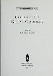 Cover of: Return of the Great Goddess
