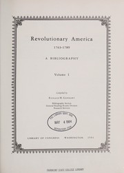 Cover of: Revolutionary America, 1763-1789: a bibliography