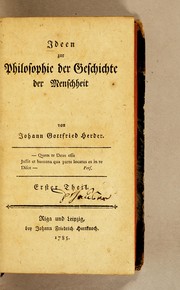 Cover of: Ideen zur Philosophie der Geschichte der Menschheit