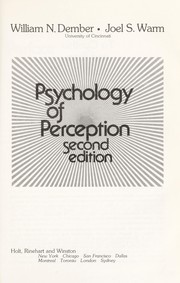 Cover of: Psychology of perception