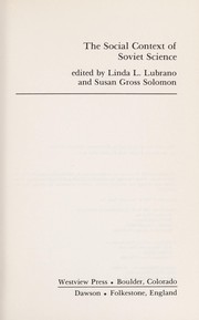 Cover of: The Social context of Soviet science