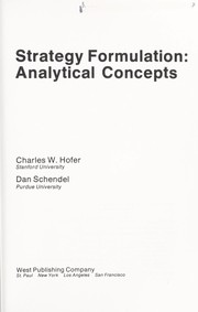 Cover of: Strategy formulation : analytical concepts