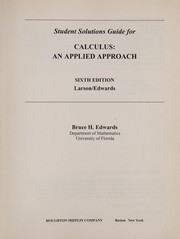 Cover of: Calculus: An Applied Approach - Student Solutions Guide (Paperback)