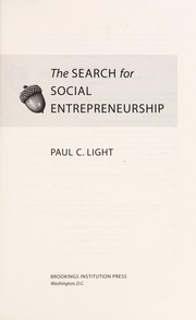 Cover of: The search for social entrepreneurship