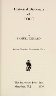 Cover of: Historical dictionary of Togo