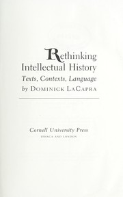 Cover of: Rethinking intellectual history: texts, contexts, language