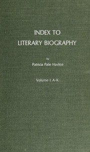 Cover of: Index to Literary Biography