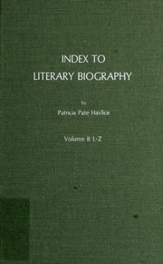 Cover of: Index to literary biography.