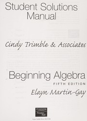 Cover of: Beginning algebra: student solutions manual