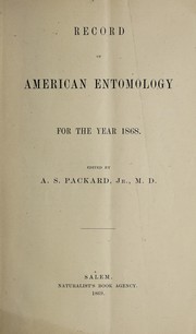 Cover of: Record of American entomology for the year 1868 ...