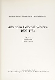 Cover of: American colonial writers, 1606-1734 by edited by Emory Elliott.