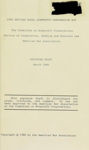 Cover of: 1986 revised Model Nonprofit Corporation Act: exposure draft
