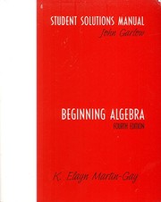 Cover of: Beginning Algebra Student Solutions Manual 4th Edition