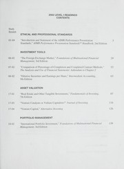 Cover of: Chartered Financial Analyst Program: 2002 Cfa Level 1 : Candidate Readings