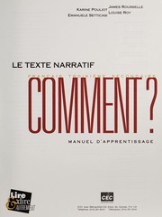 Cover of: Le texte narratif