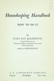 Cover of: Housekeeping handbook by Lydia Ray Balderston