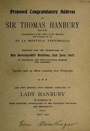 Proposed congratulatory address to Sir Thomas Hanbury